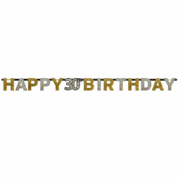 30th Gold Sparkling Celebration Paper Letter Banner - 2.13m