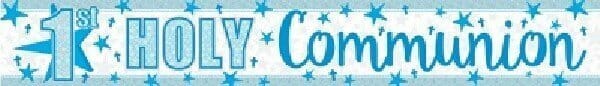 First Holy Communion Holographic Blue Banner 2.7m - 1pk