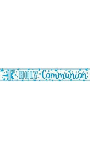 First Holy Communion Holographic Blue Banner 2.7m - 1pk