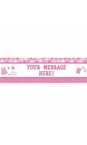 It's A Girl Baby Shower With Love Personalised Giant Banner - 1.65m
