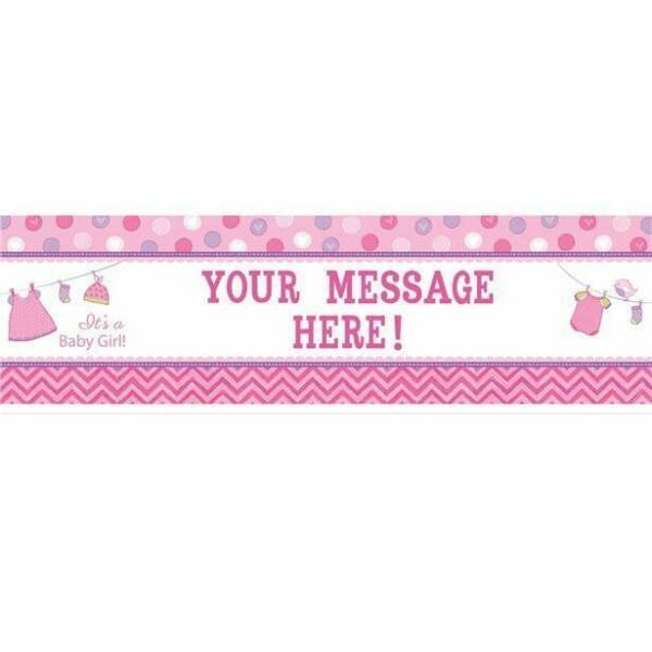 It's A Girl Baby Shower With Love Personalised Giant Banner - 1.65m