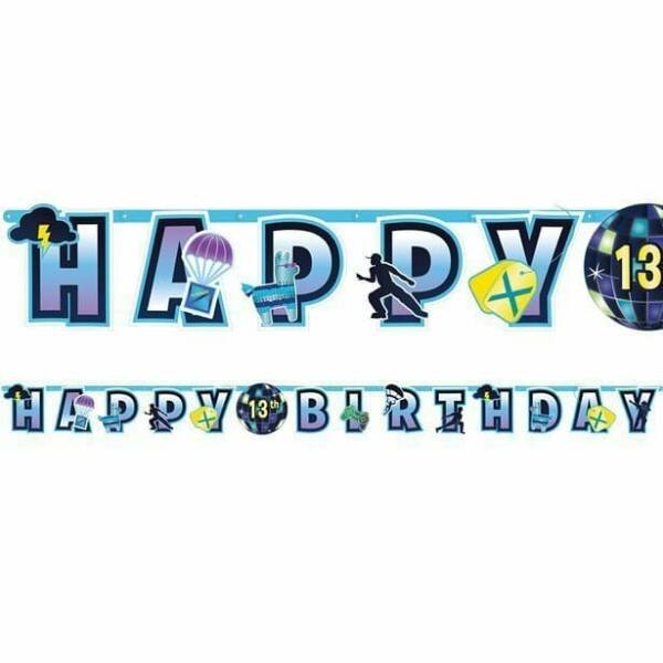 Fortnite Battle Royal Happy Birthday Personalized Letter Banner - 320cm x 26cm