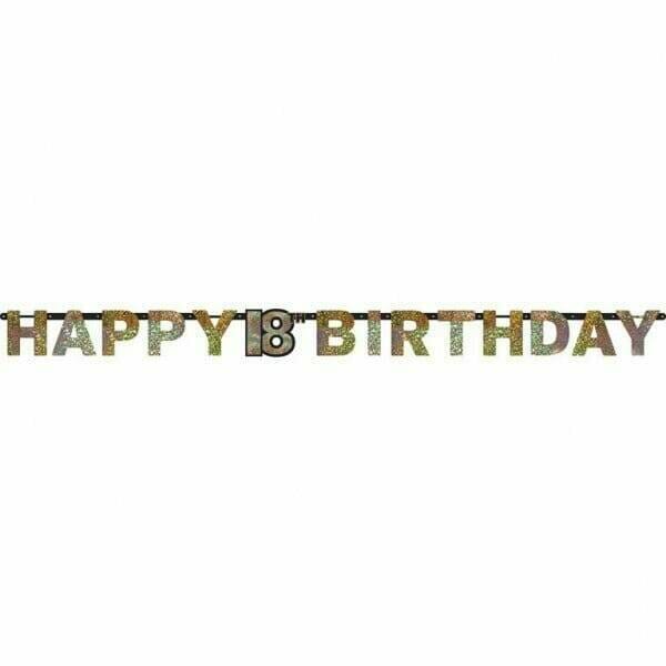 18th Gold Sparkling Celebration Paper Letter Banner - 2.13m