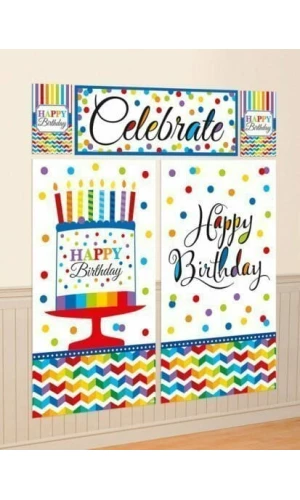 Bright Birthday Scene Setter Decoration Kit - 5 pcs