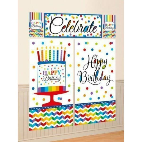 Bright Birthday Scene Setter Decoration Kit - 5 pcs