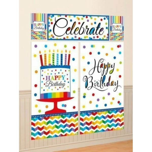 Bright Birthday Scene Setter Decoration Kit - 5 pcs