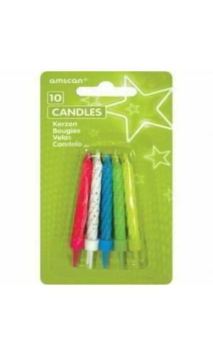 Candles Glitter Assorted with Holders (6.3cm) - 10pk
