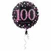 100 Happy Birthday Black/Pink Foil Balloon 18'' - 45cm