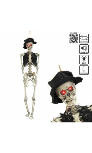 Hanging Skeleton Groom with Light Sound & Movement - 25x13x100cm
