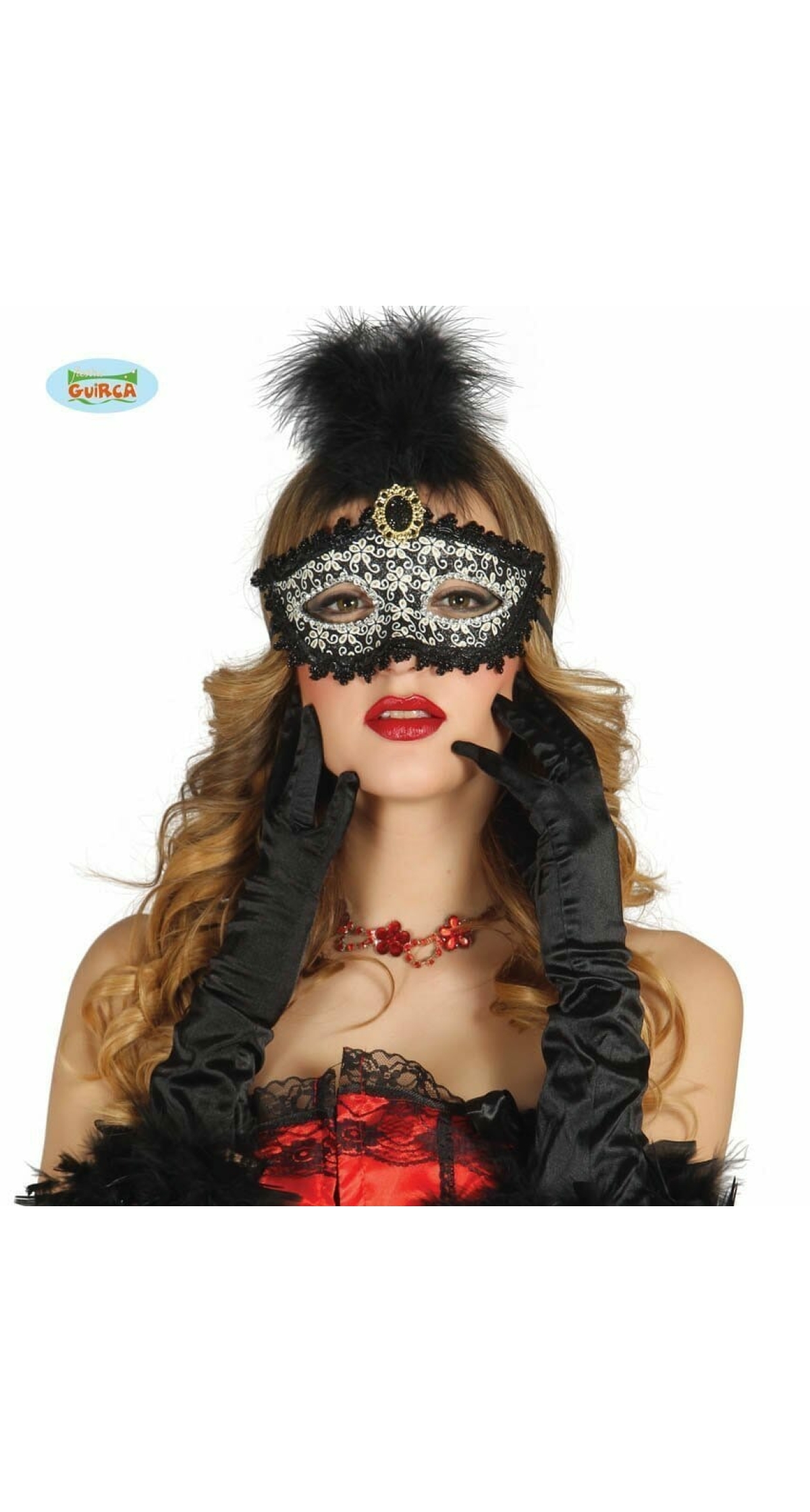 Venetian Feathered Black & Gold Mask (Antifaz Veneciano) - Adult One Size