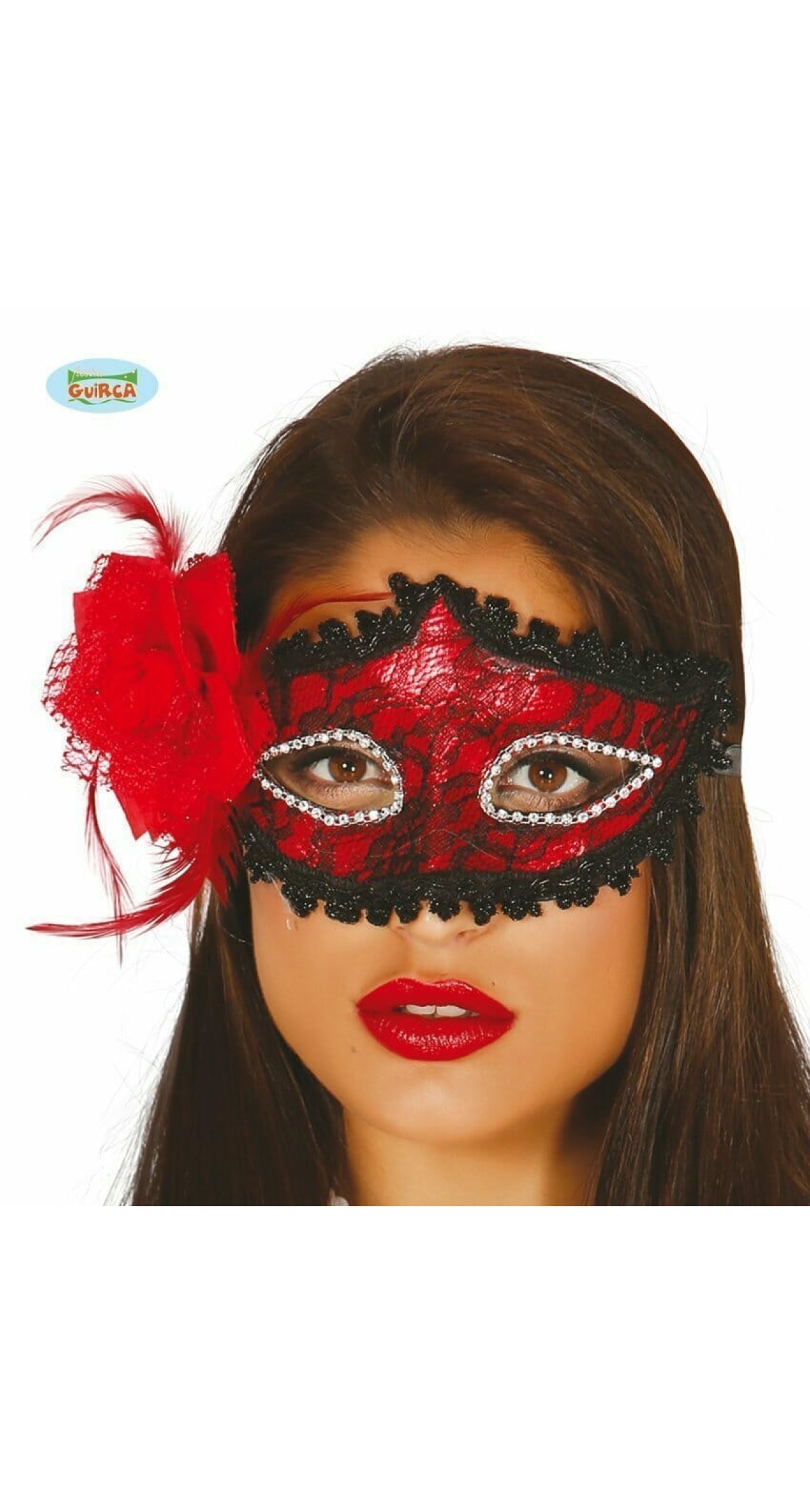 Venetian Rose Red Mask (Antifaz Con Rosa ) - Adult One Size