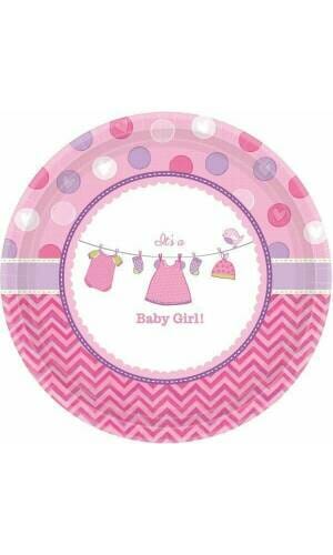 It's A Girl Baby Shower With Love Letter Paper Plates 26.7cm - 8pk