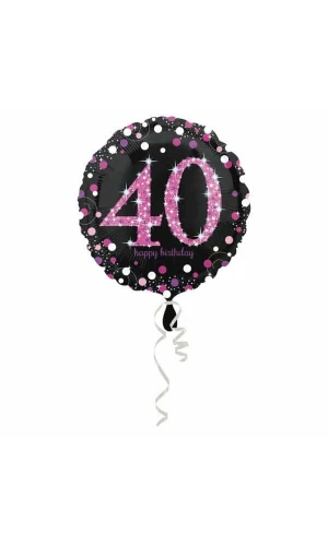 40 Happy Birthday Pink Foil Balloon 18'' - 45cm