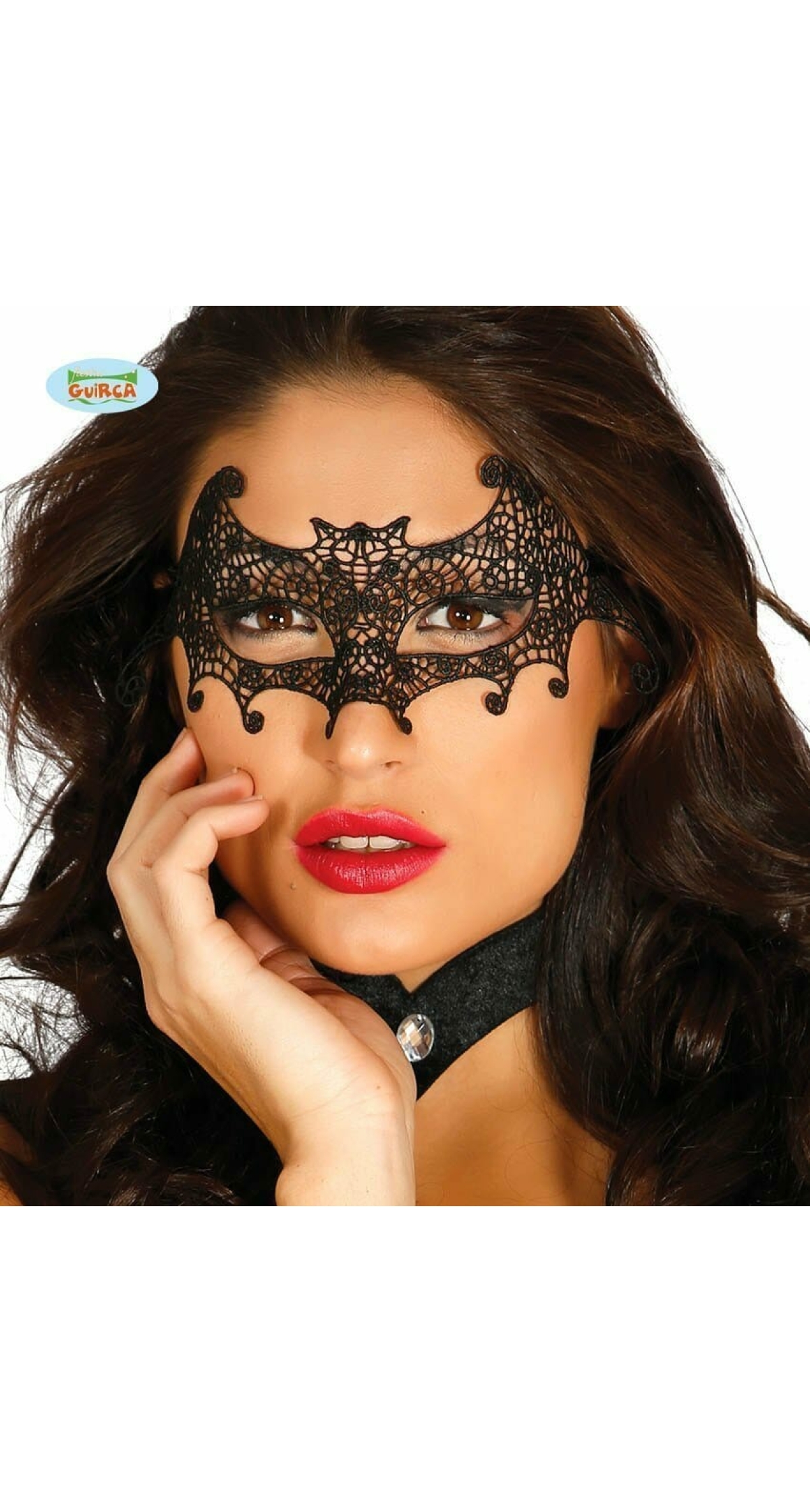 Venetian Bat Embroidered Black Mask