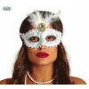 Venetian Feathered White Mask - Adult One Size
