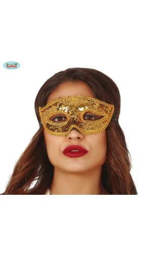 Venetian Gold Sequin Mask - Adult One Size