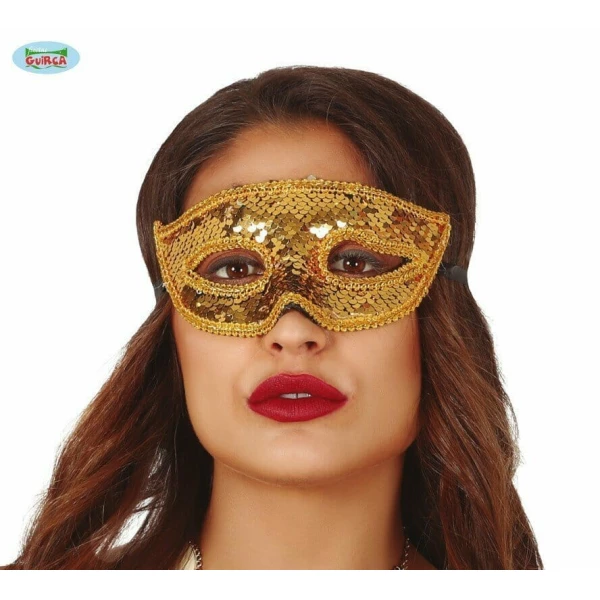 Venetian Gold Sequin Mask - Adult One Size