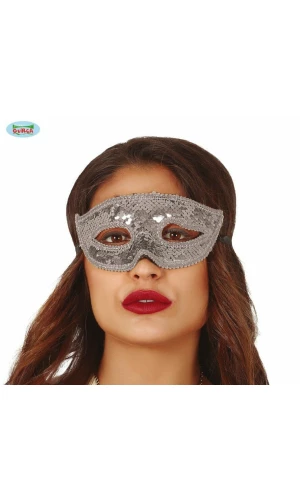 Venetian Slver Sequin Mask - Adult One Size