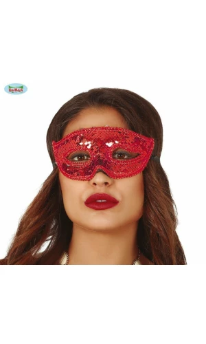 Venetian Red Sequin Mask - Adult One Size
