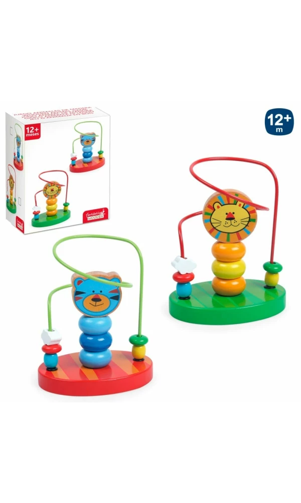 Lion Wooden Figure Abacus - 15cm x 10cm x 17cm