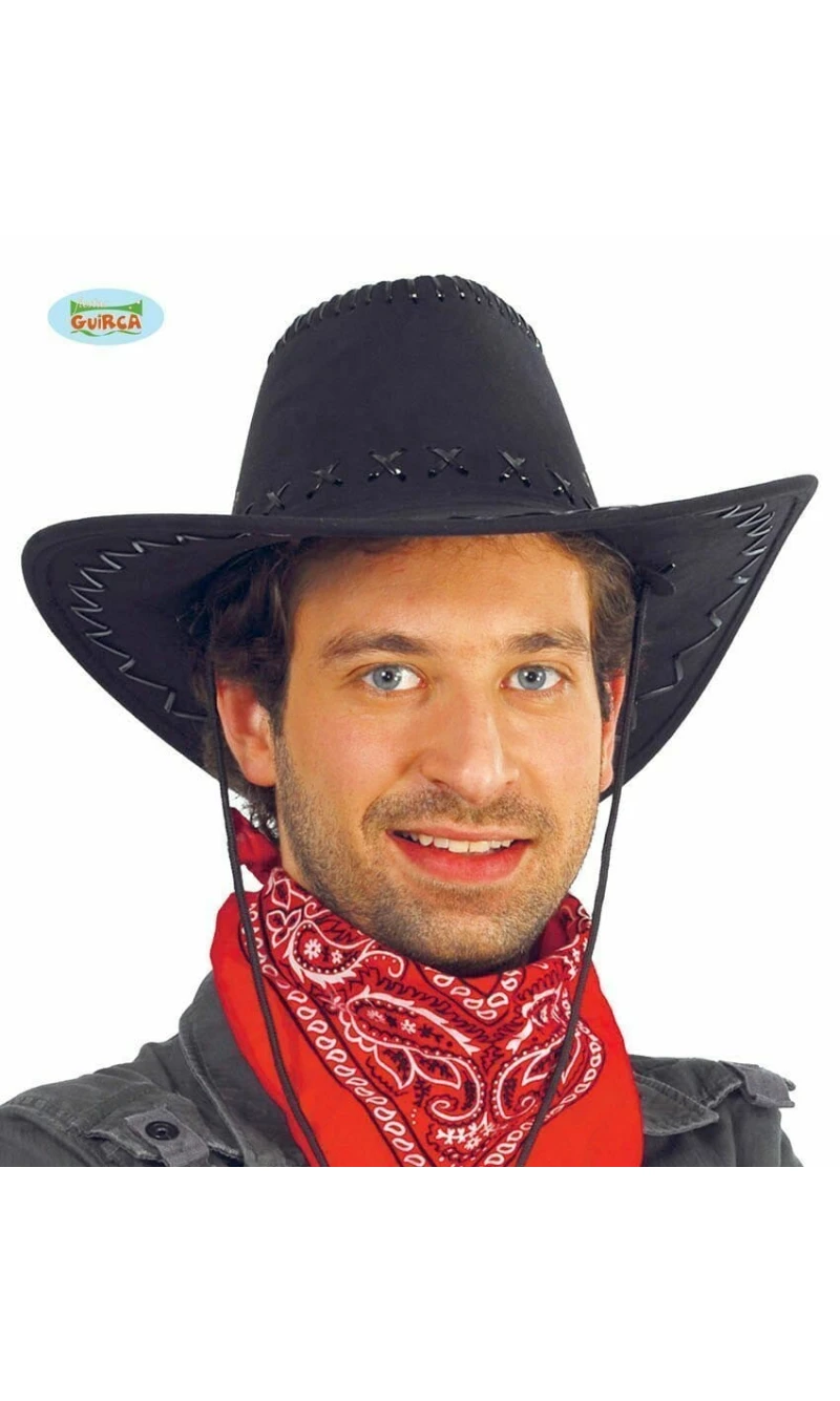 Cowboy Stitched Black Hat (Sombrero Vaquero) - Adult One Size