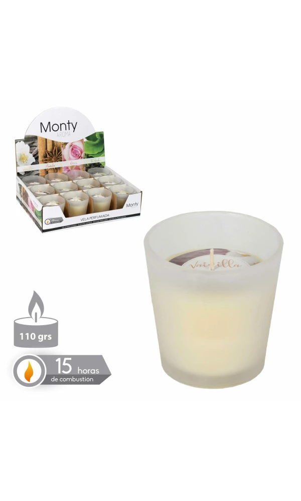 GLASS JAR CANDLE WITH PERFUME IVORY 7,50 X 7,50 CM