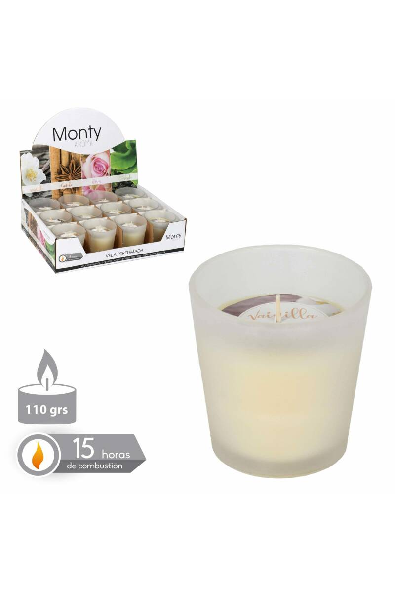 GLASS JAR CANDLE WITH PERFUME IVORY 7,50 X 7,50 CM