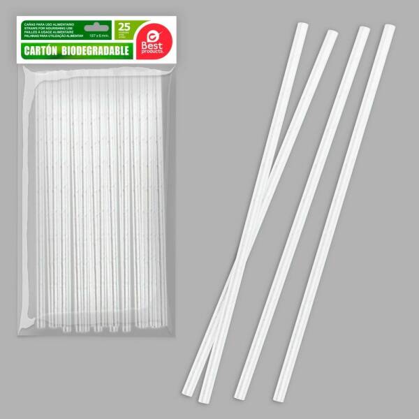 S/25 WHITE CARBOARD STRAW 197 X 6 MM