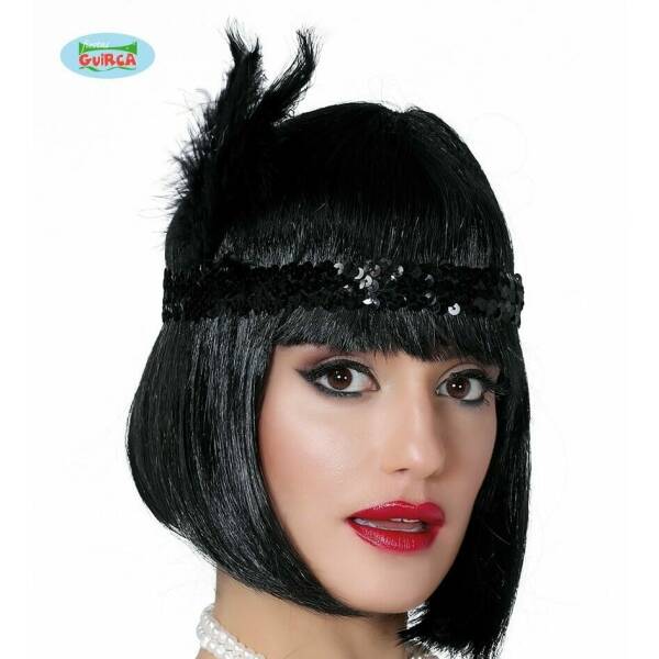 Charleston Black Headband with Feathers