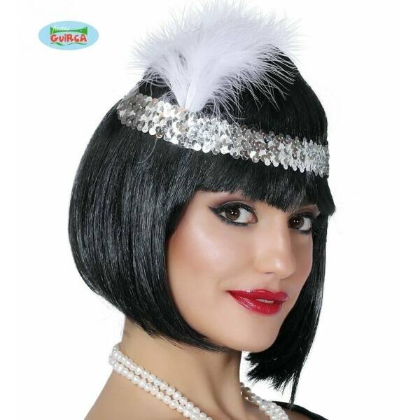 Charleston Silver Headband with Feathers