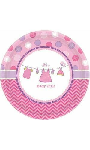 It's A Girl Baby Shower With Love Paper Plates 17.8cm - 8pk