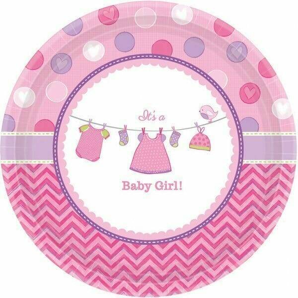It's A Girl Baby Shower With Love Paper Plates 17.8cm - 8pk