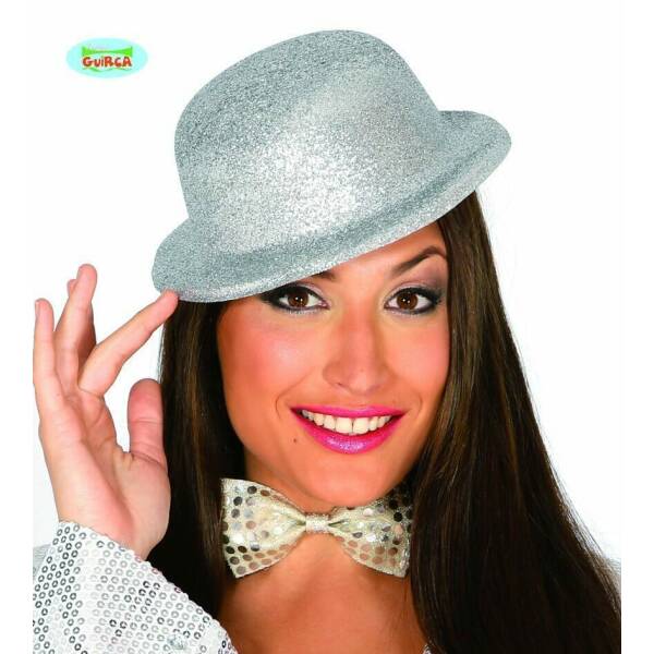 Bowler Hat Frosted Silver - Adult One Size