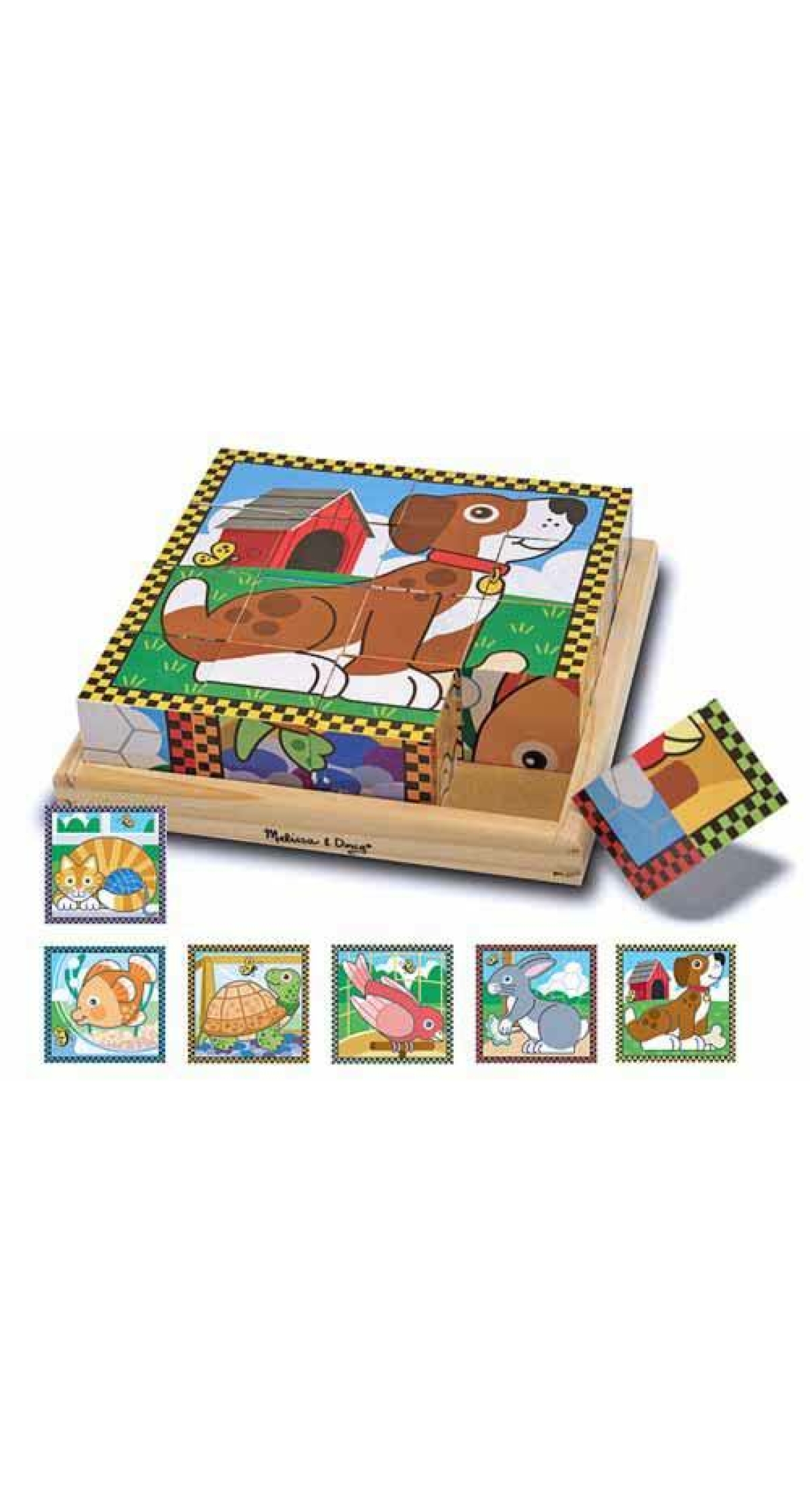 Melissa & Doug Pets Wooden Cube Puzzle 20cm x 20cm - 17pk
