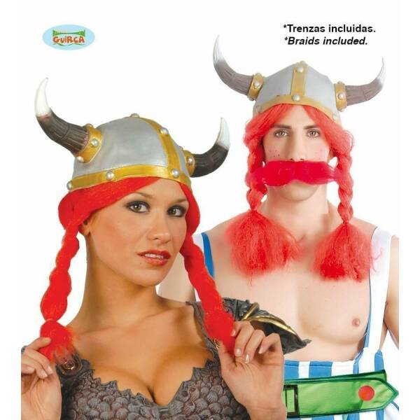 Viking Gaul Helmet With Plaits - Adult One Size