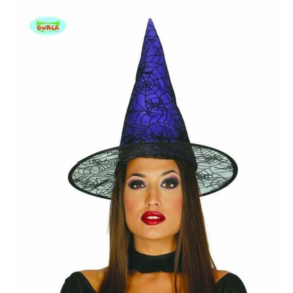 Witch Purple Hat with Spider Print - 40cm