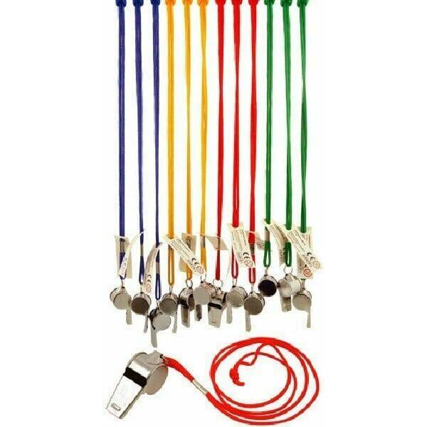 Silver Whistle With Assorted Lanyard Colours - 1pk