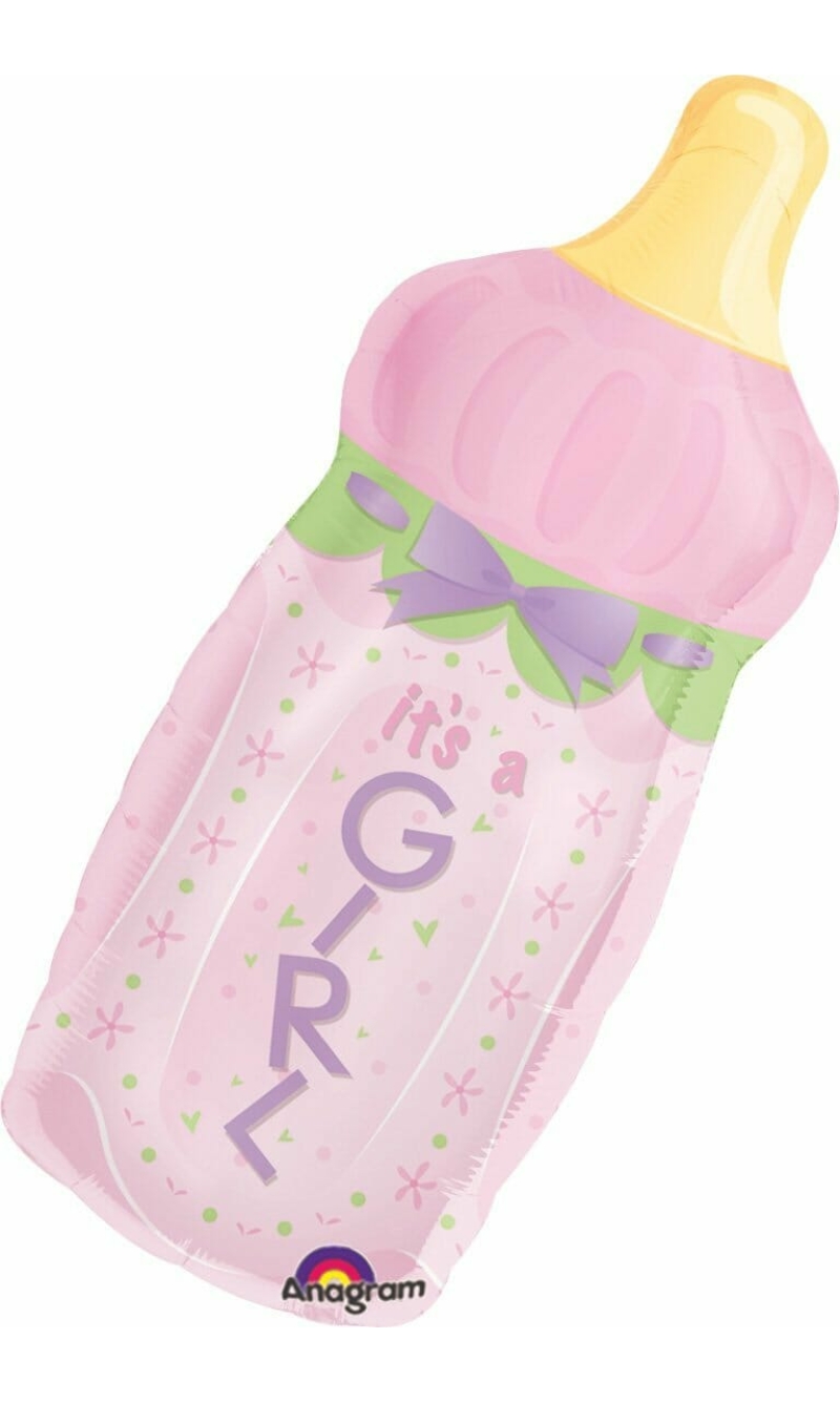 Baby Bottle Girl Super Shape Foil Balloon 13" x 31" (33cm x 79cm)