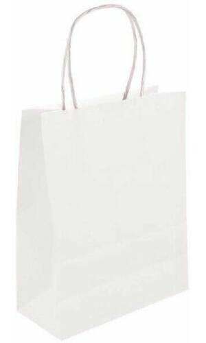 Party Paper Bag With Handles White - 14x21x7cm