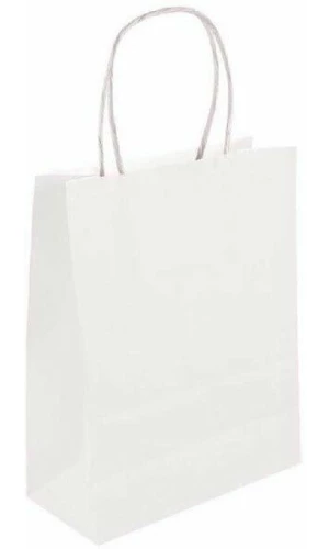 Party Paper Bag With Handles White - 14x21x7cm