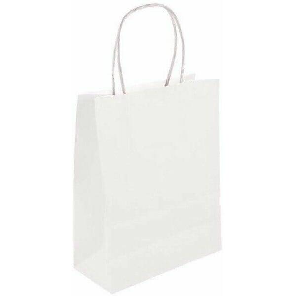 Party Paper Bag With Handles White - 14x21x7cm