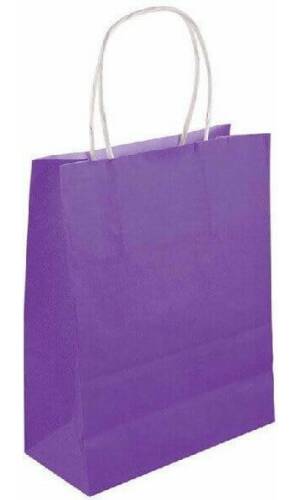 Party Paper Bag With Handles Purple - 14x21x7cm