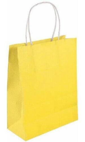 Party Paper Bag With Handles Yellow - 14x21x7cm