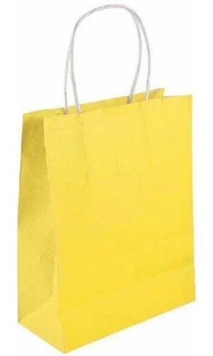 Party Paper Bag With Handles Yellow - 14x21x7cm