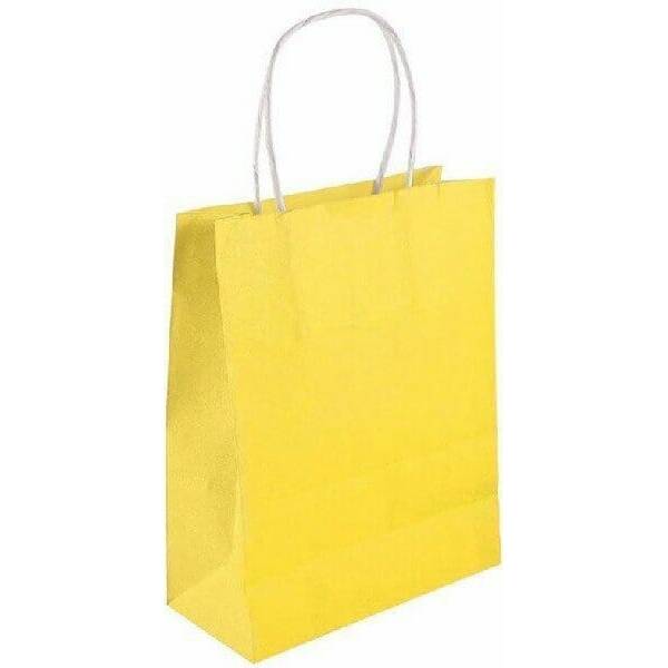 Party Paper Bag With Handles Yellow - 14x21x7cm