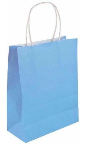 Party Paper Bag With Handles Baby Blue - 14x21x7cm