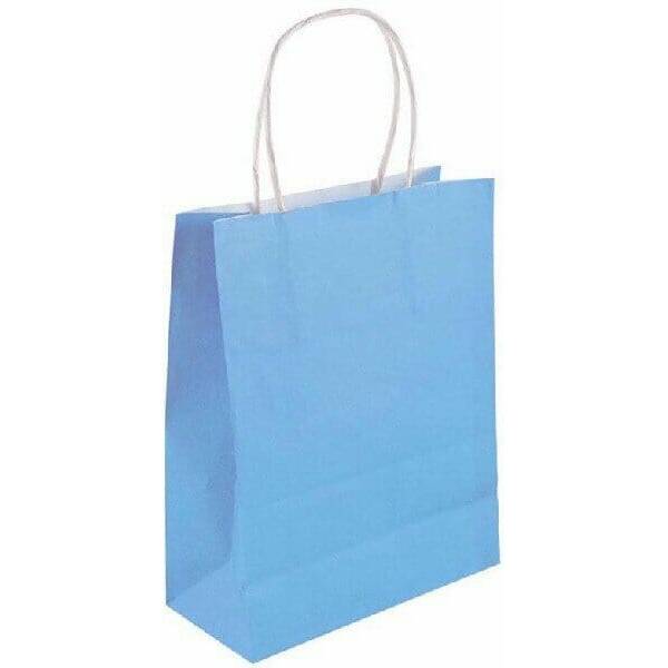 Party Paper Bag With Handles Baby Blue - 14x21x7cm