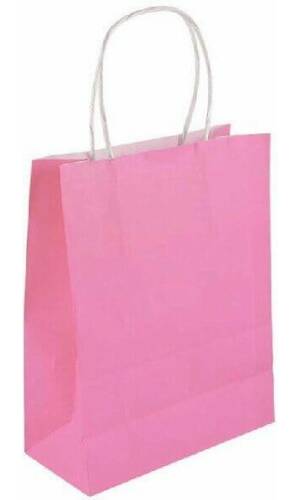 Party Paper Bag With Handles Baby Pink - 14x21x7cm