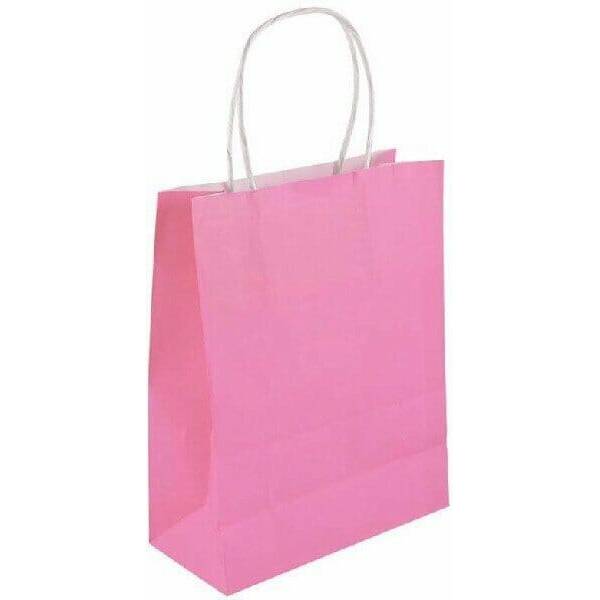 Party Paper Bag With Handles Baby Pink - 14x21x7cm