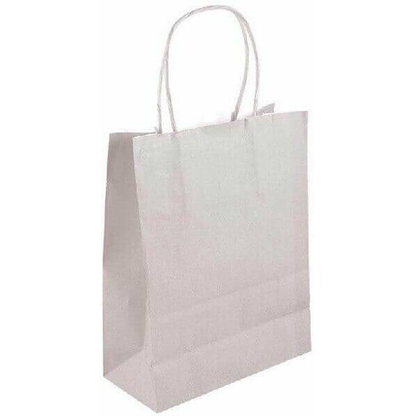 Party Paper Bag With Handles Silver - 21x14x7cm